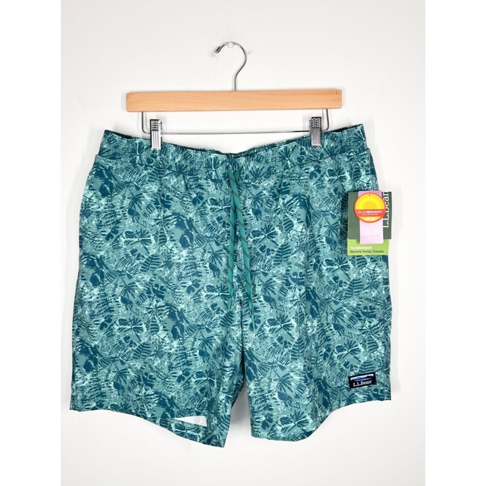 NWT L.L. Bean Vacationland Stretch Swim Trunks 8” Tropical Print Large